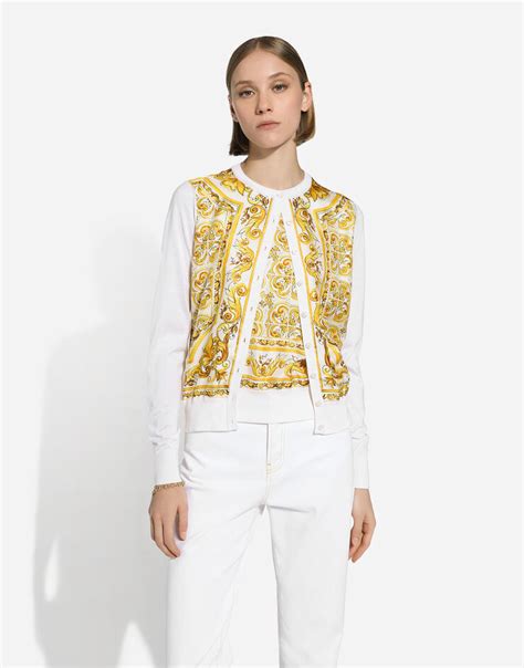 dolce gabbana silk panel cardigan|Majolica.